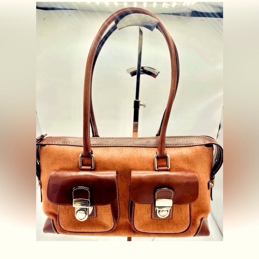 Dooney & Bourke Brown and Tan Leather Satchel